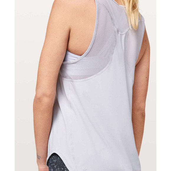 Lululemon High Neck Mesh Run Tank Grey 6 NWOT - Picture 3 of 12
